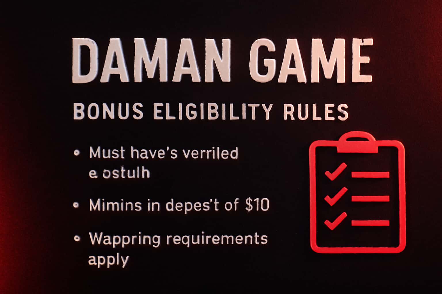 A visual representation of the Daman Game Bonus Eligibility Rules in a futuristic design with prominent text.