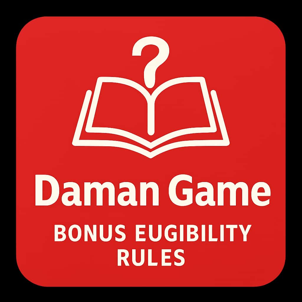 A badge icon illustrating the Daman Game Bonus Eligibility Rules in a clear and professional style.