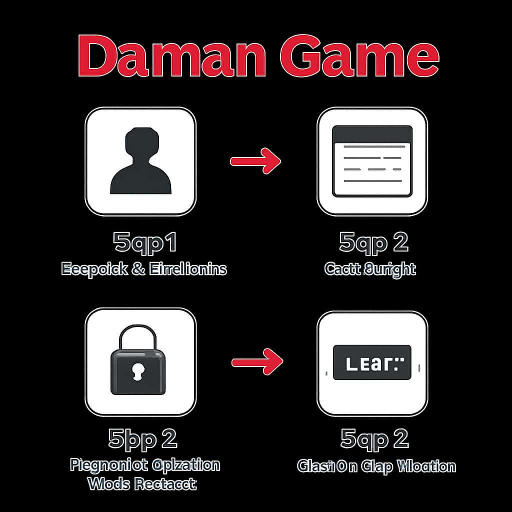 An educational diagram showing the login steps for Daman Game.