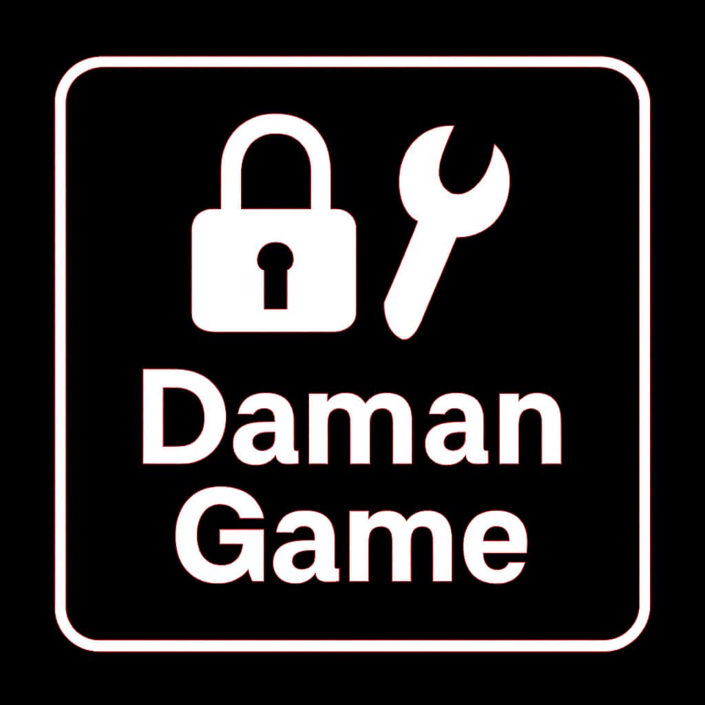 A simple badge representing login assistance for Daman Game.