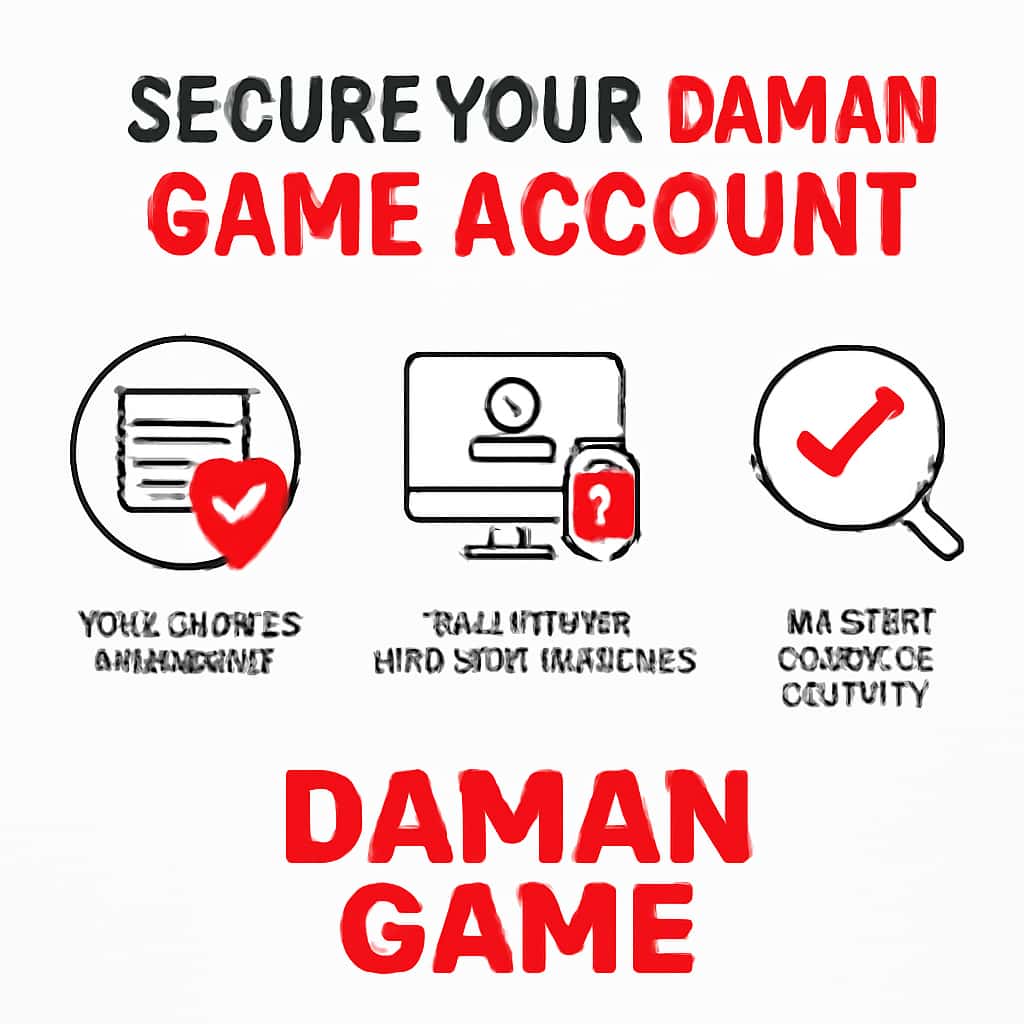 Illustration depicting key security steps for Daman Game account.