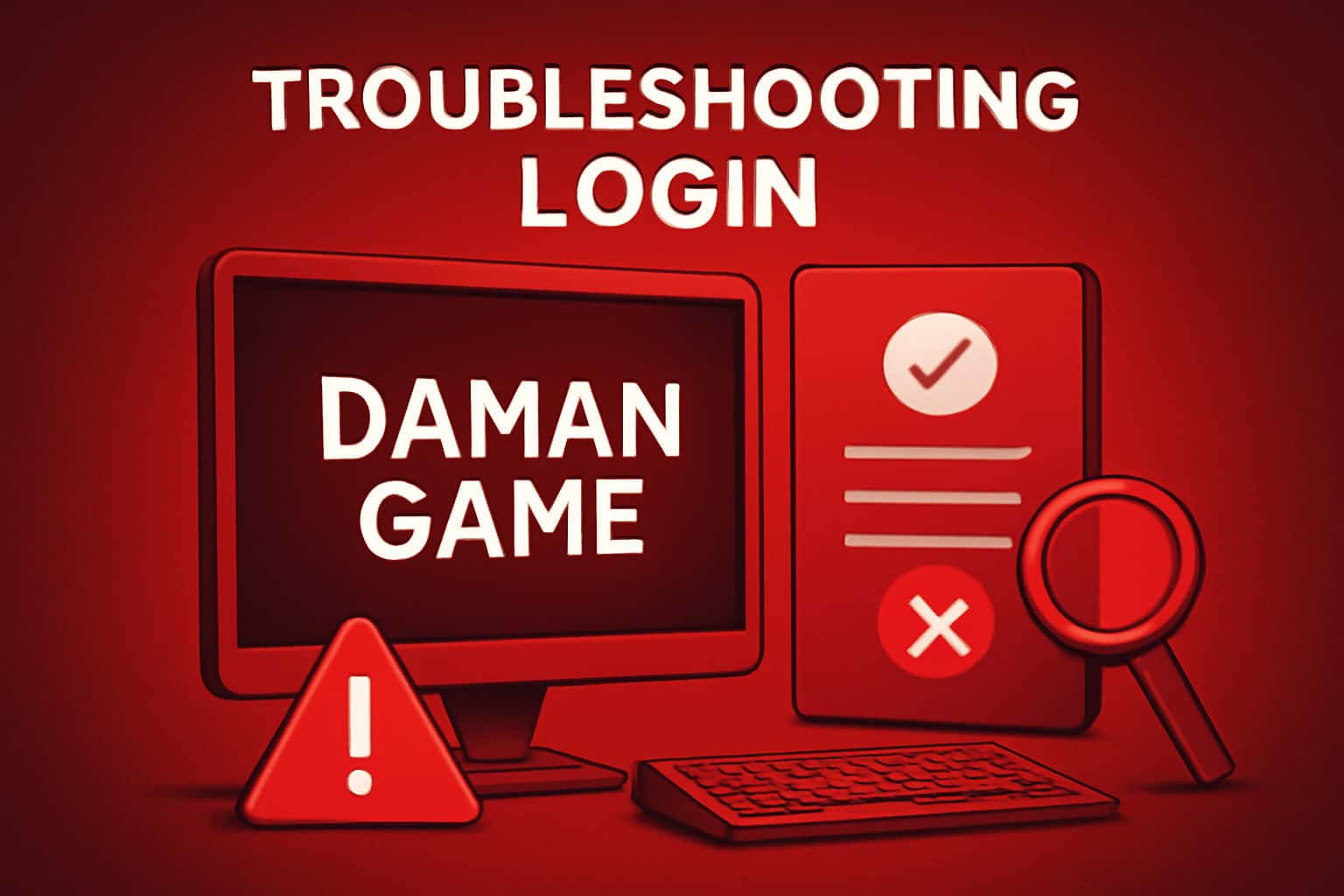 An informational visual about troubleshooting login issues for Daman Game.