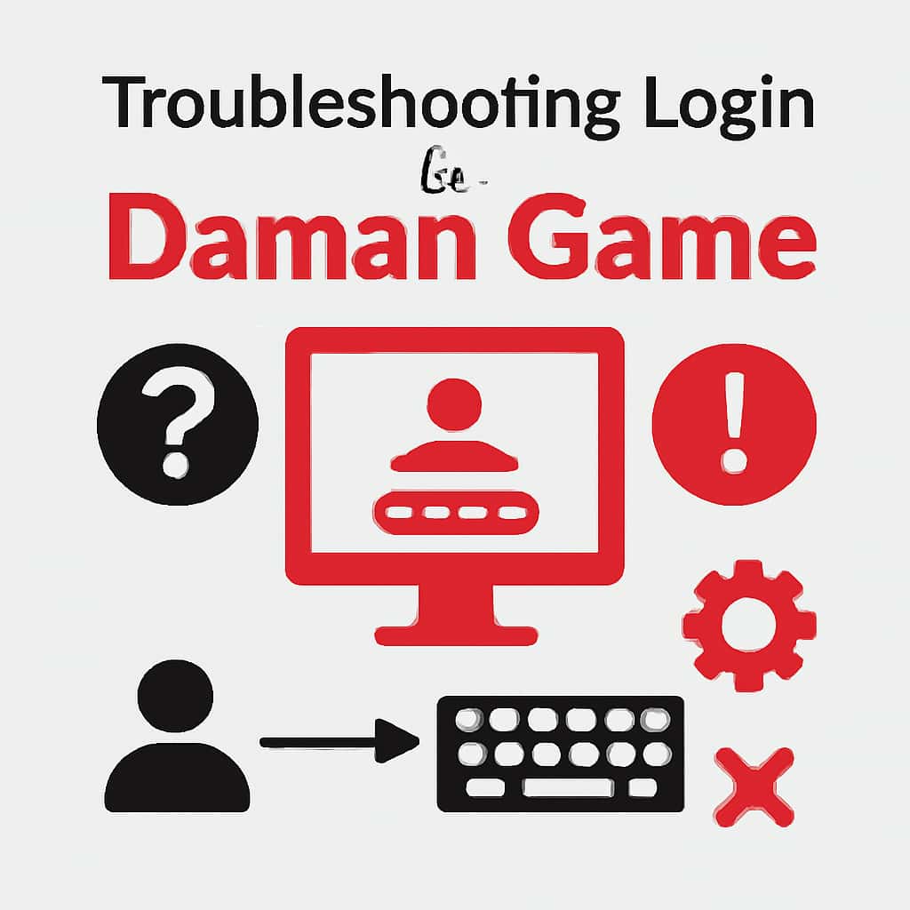 An educational illustration about troubleshooting Daman Game login.